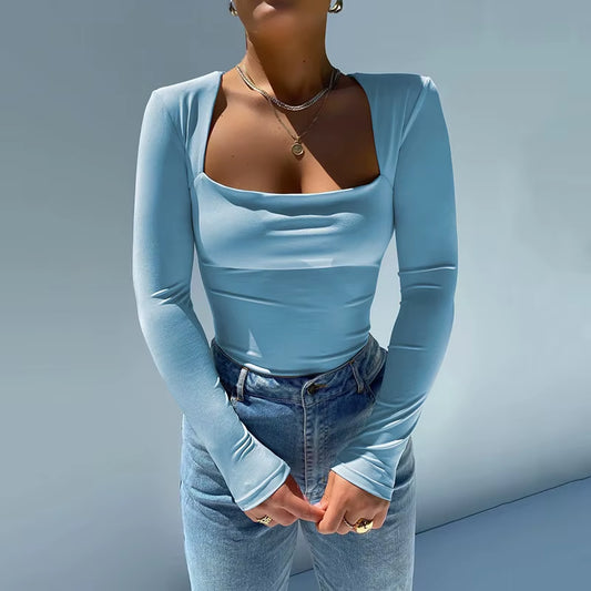 Bodysuit Long Sleeves Overalls for Women Bodycon Square Neck Female Basic Black Overalls Tops 2024 Body Streetwear Fashion Sexy